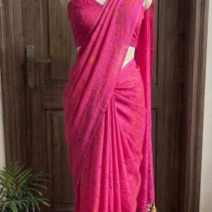 Fuchsia Chanderi Silk Saree - Image 1