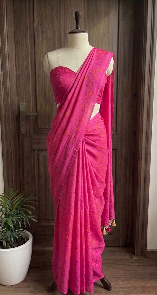 Fuchsia Chanderi Silk Saree