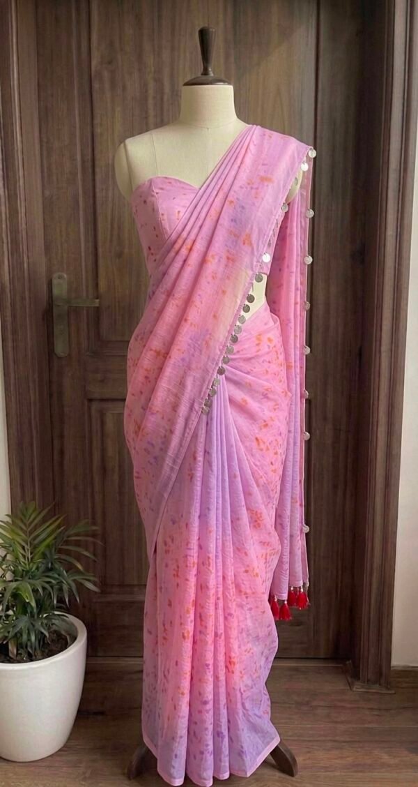 Lilac & Orange Silk Saree
