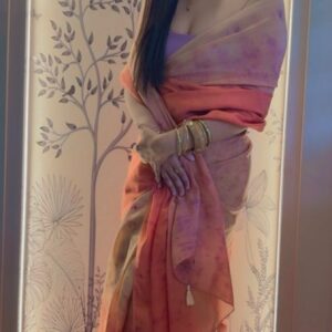 Ombré Orange Silk Saree - Image 4