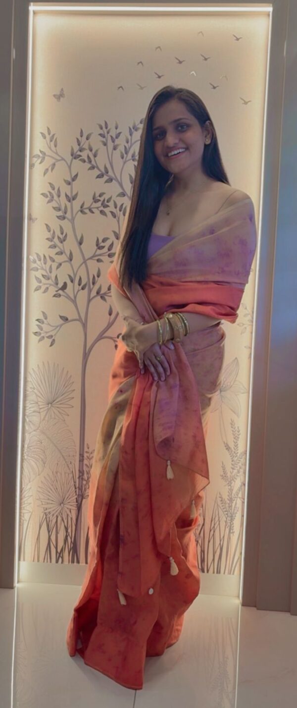 Ombré Orange Silk Saree