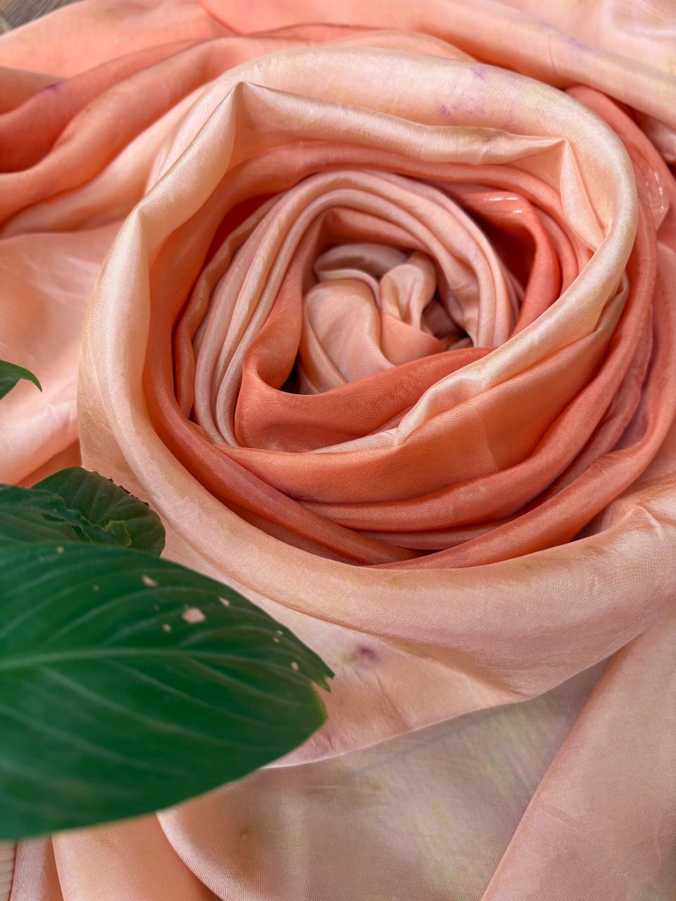Ombré Orange Silk Saree - Image 3