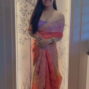 Ombré Orange Silk Saree - Image 5