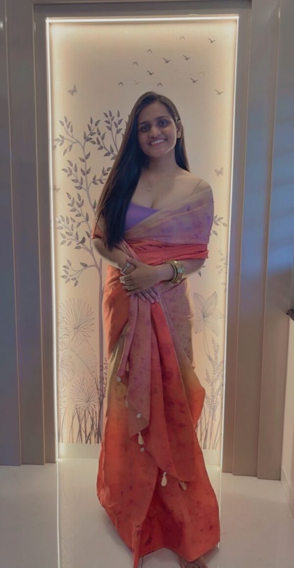 Ombré Orange Silk Saree