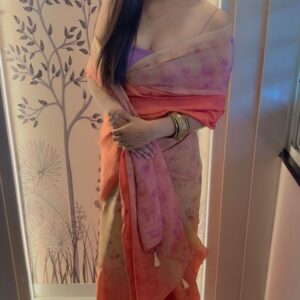 Ombré Orange Silk Saree - Image 2