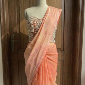 Ombré Orange Silk Saree - Image 1