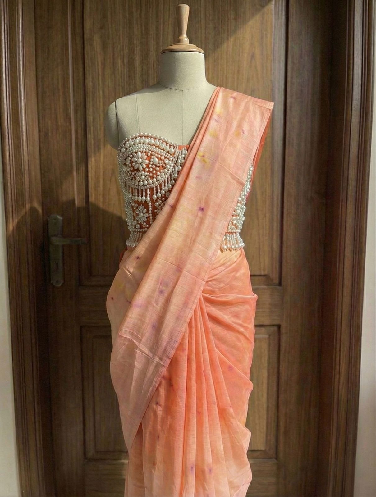 Ombré Orange Silk Saree - Image 1