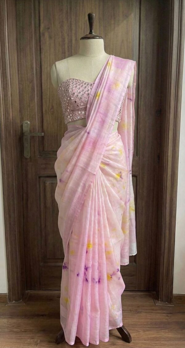 Pastel Pink Organza Saree