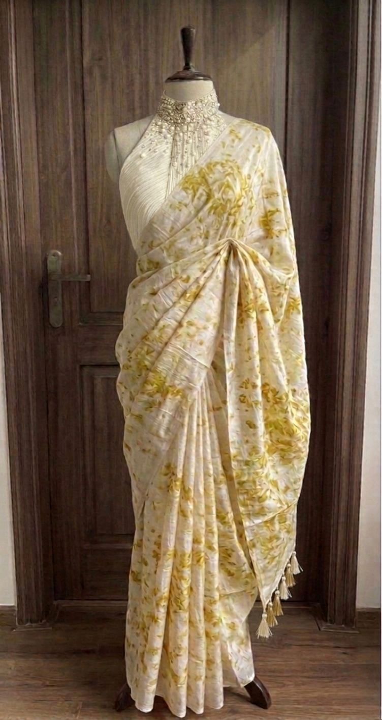 Yellow Chanderi Saree - Image 1