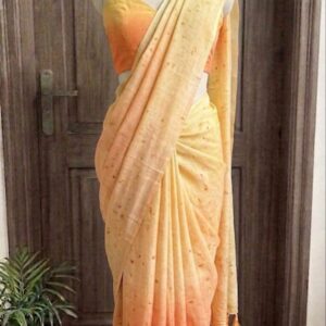 Chanderi Silk Yellow ombre saree