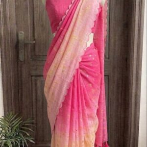 Chanderi silk Pink Ombre Saree