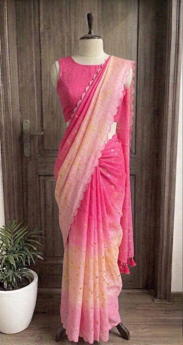 Chanderi silk Pink Ombre Saree